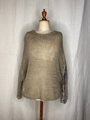 Linen Batwing Jumper with Tie