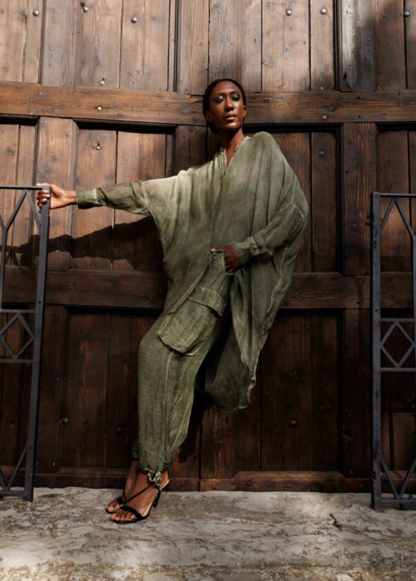 Sanctamuerte Sand Tee with Silk Hem