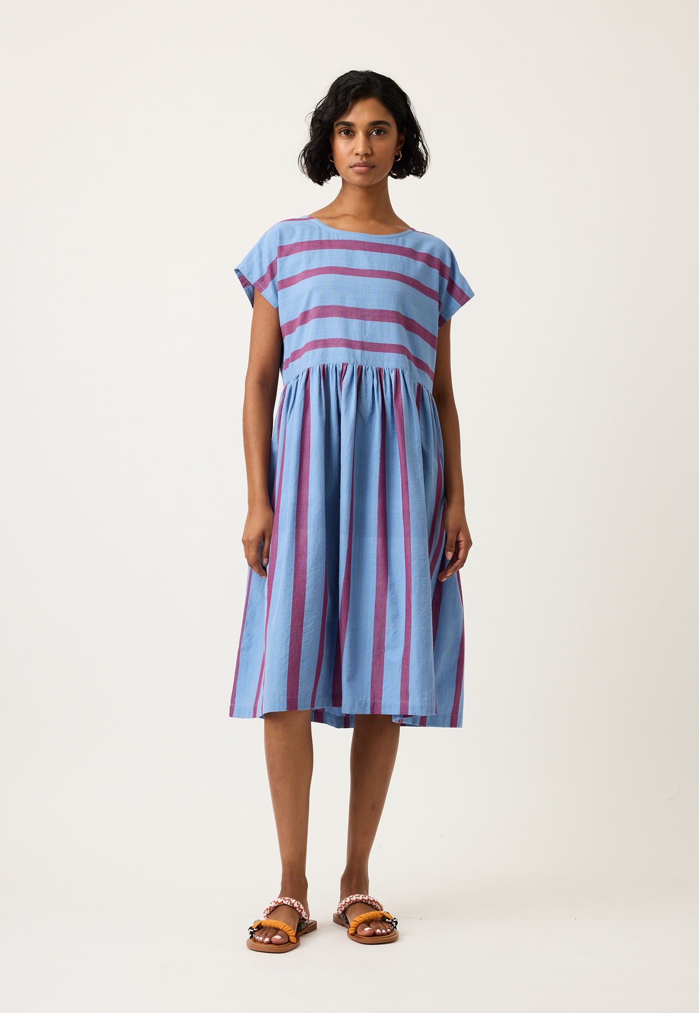 Tathra Woven Dress - Raspberry Stripe