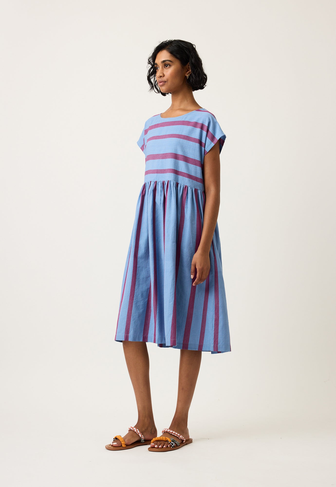 Tathra Woven Dress - Raspberry Stripe