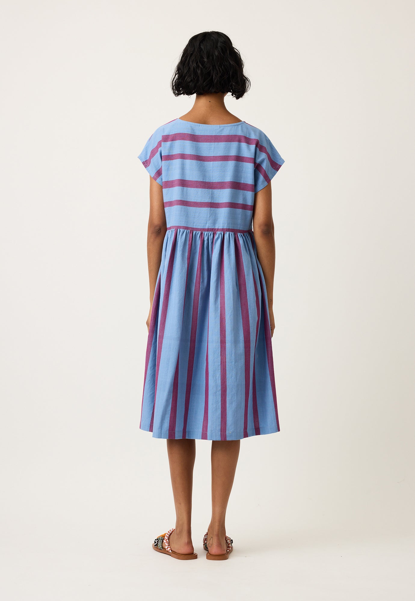 Tathra Woven Dress - Raspberry Stripe