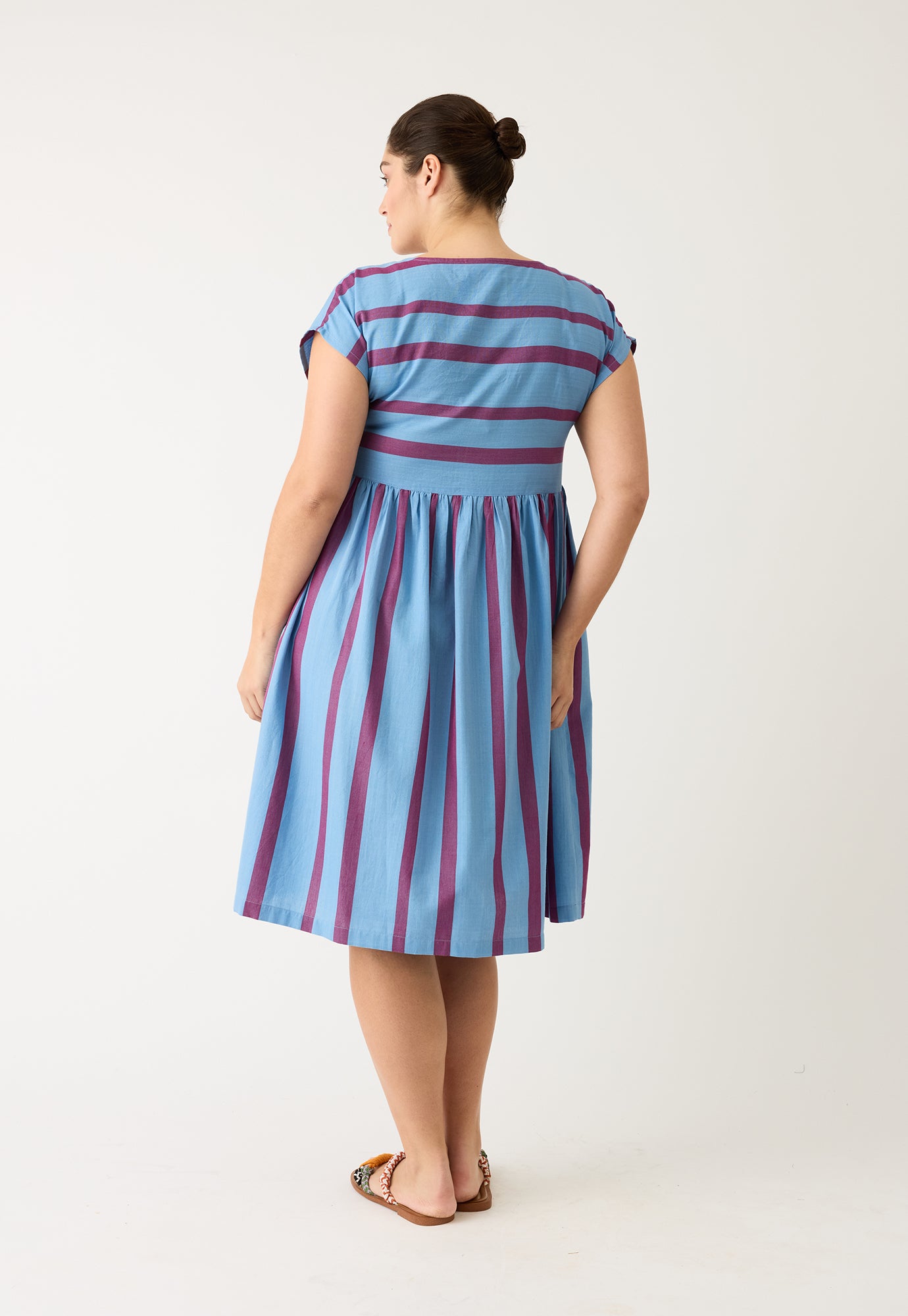 Tathra Woven Dress - Raspberry Stripe