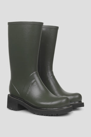 Mid Rubber Boot with Zip - Army