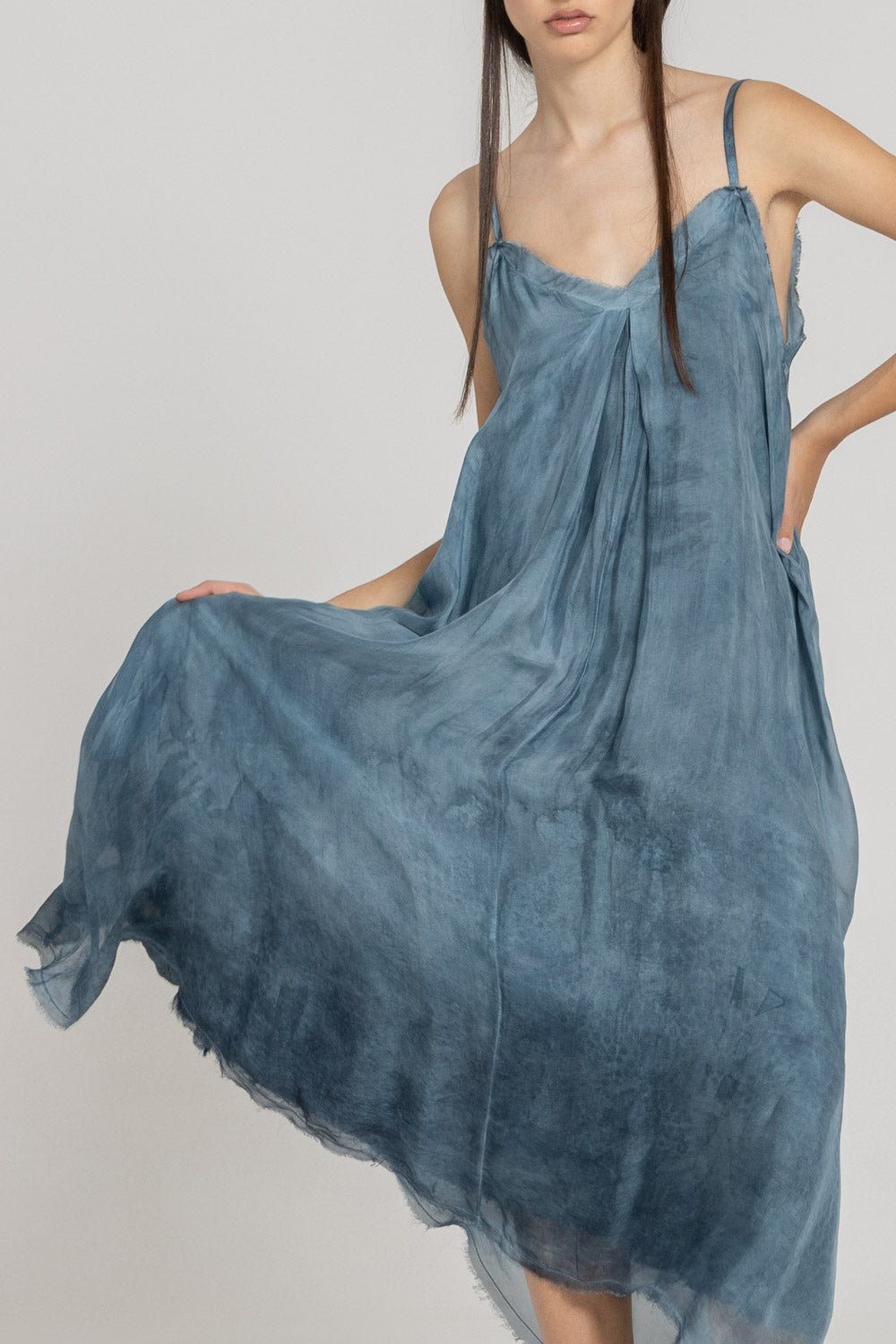 Frayed Hem Slip Dress 65 - Blue Matisse