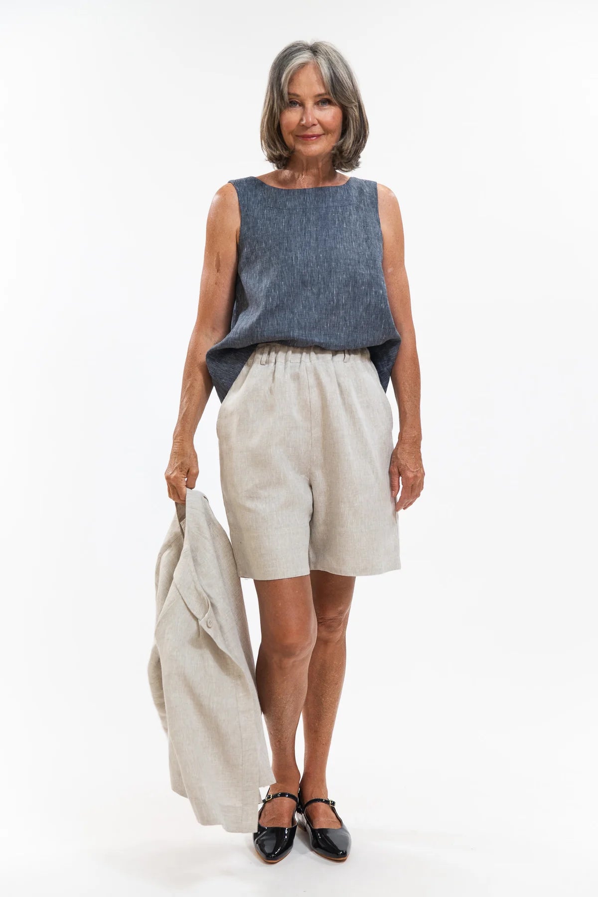 Ellis Shell Top - Navy Pinstripe