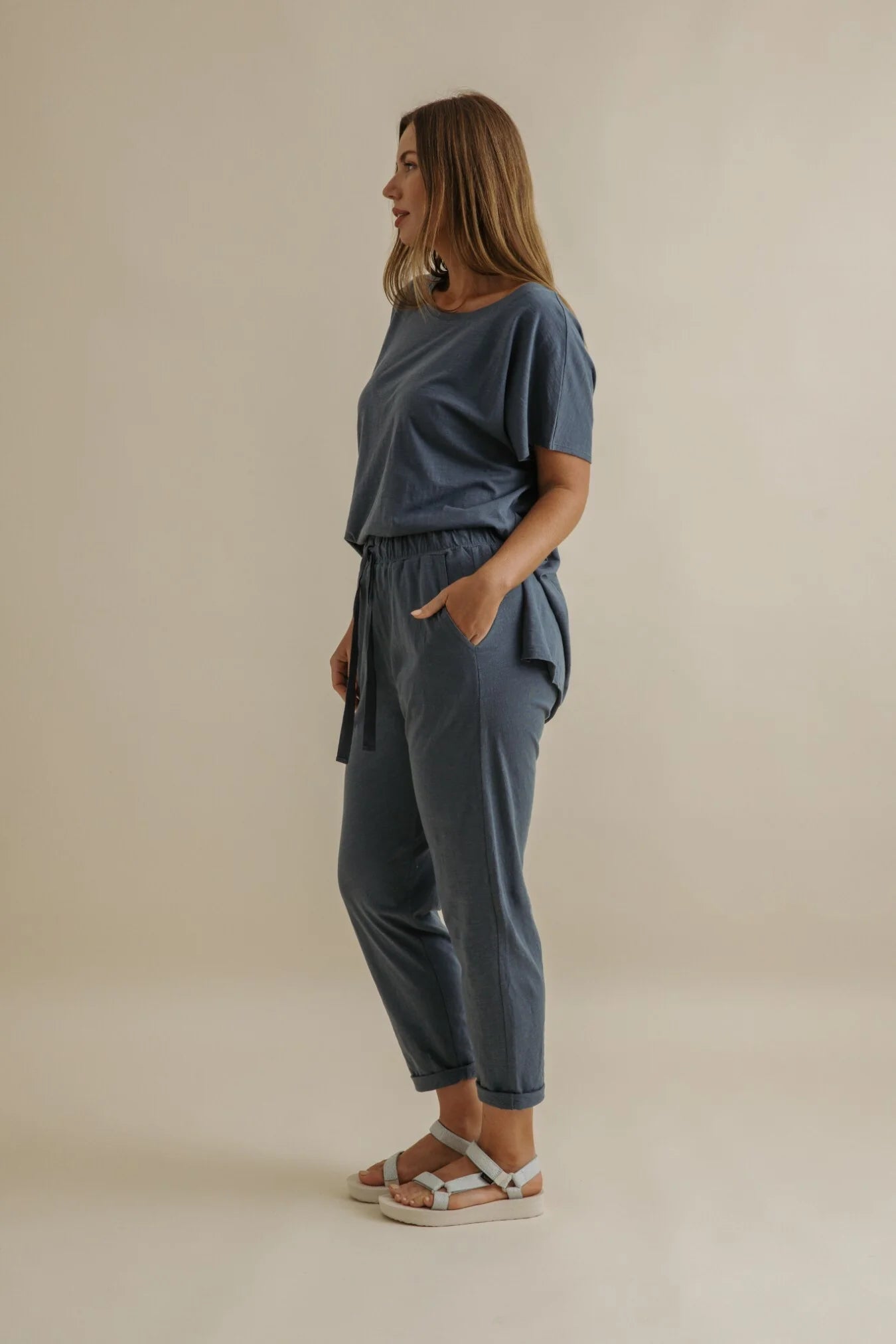 Shoreline Fine Slub Cotton Tee - Pool