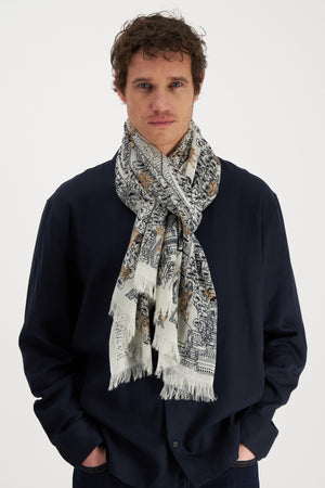 Central Park White Wool Scarf