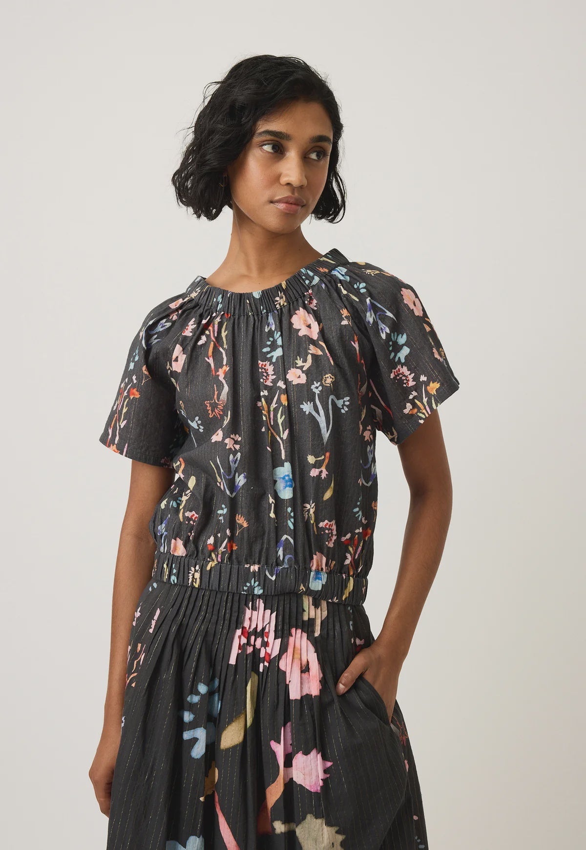 Daphne Top - Watercolour Charcoal