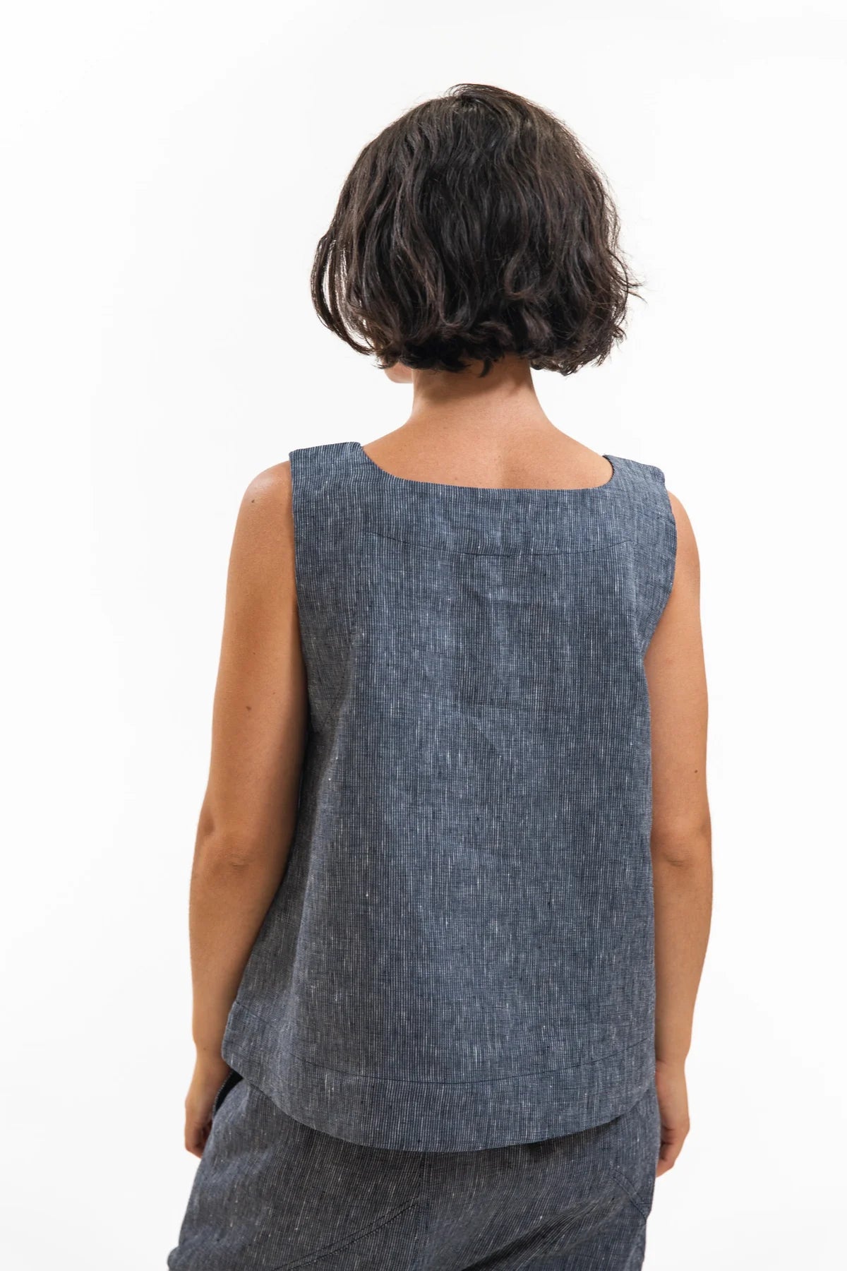 Ellis Shell Top - Navy Pinstripe