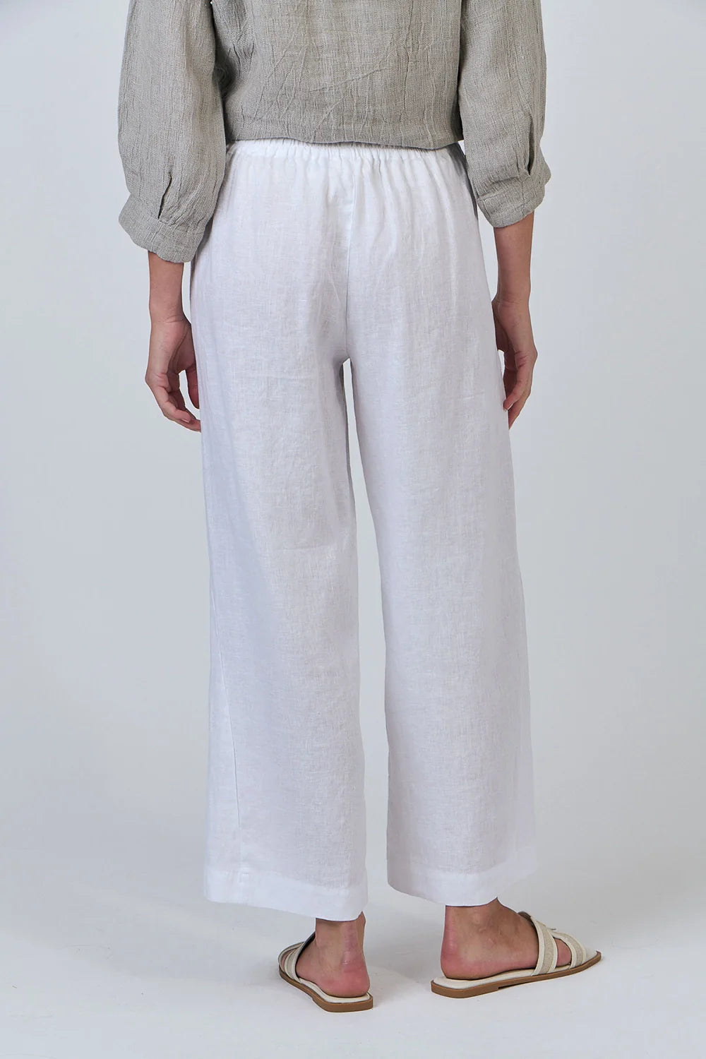 Wide Leg Pleat Pants - White