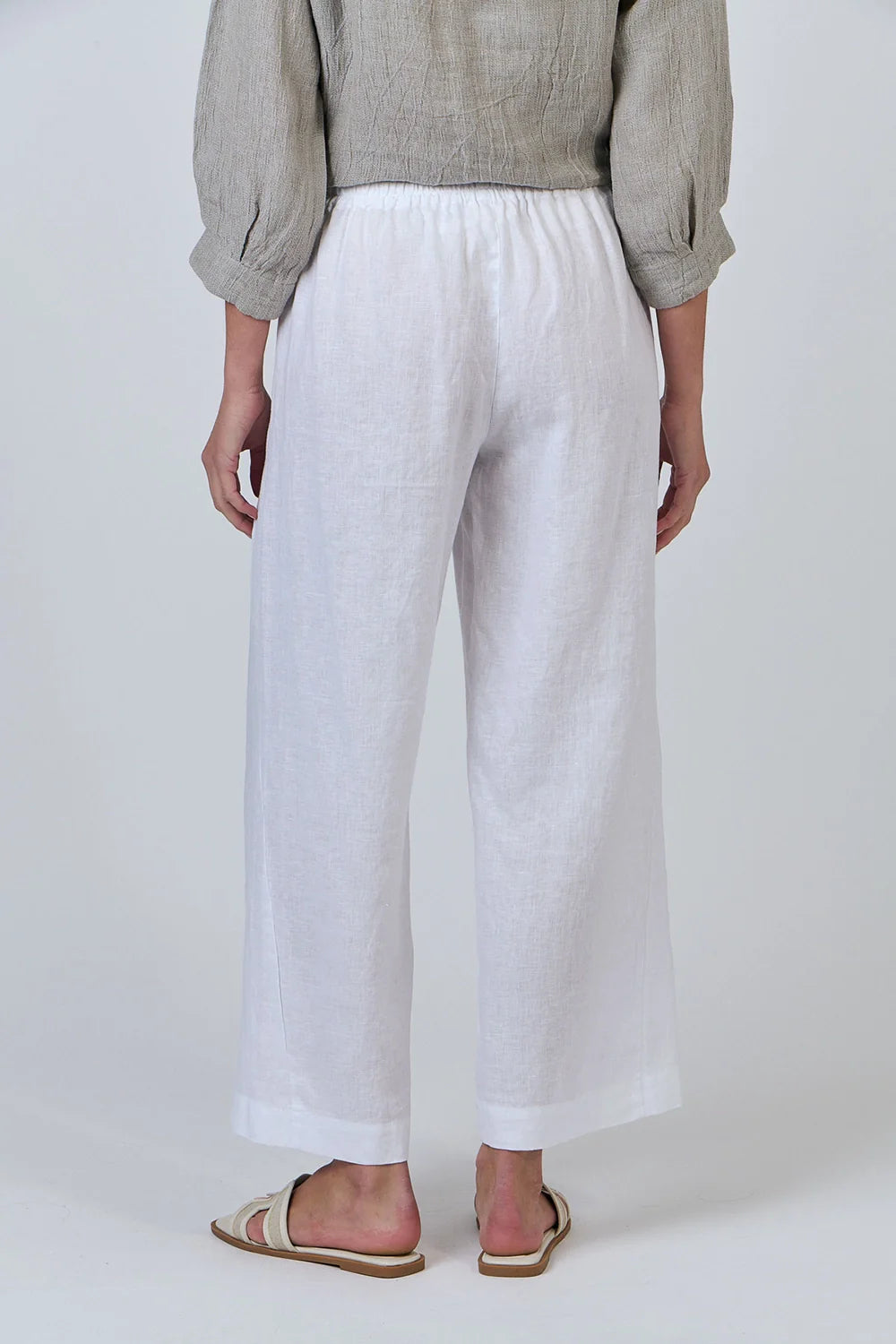 Wide Leg Pleat Pants - White