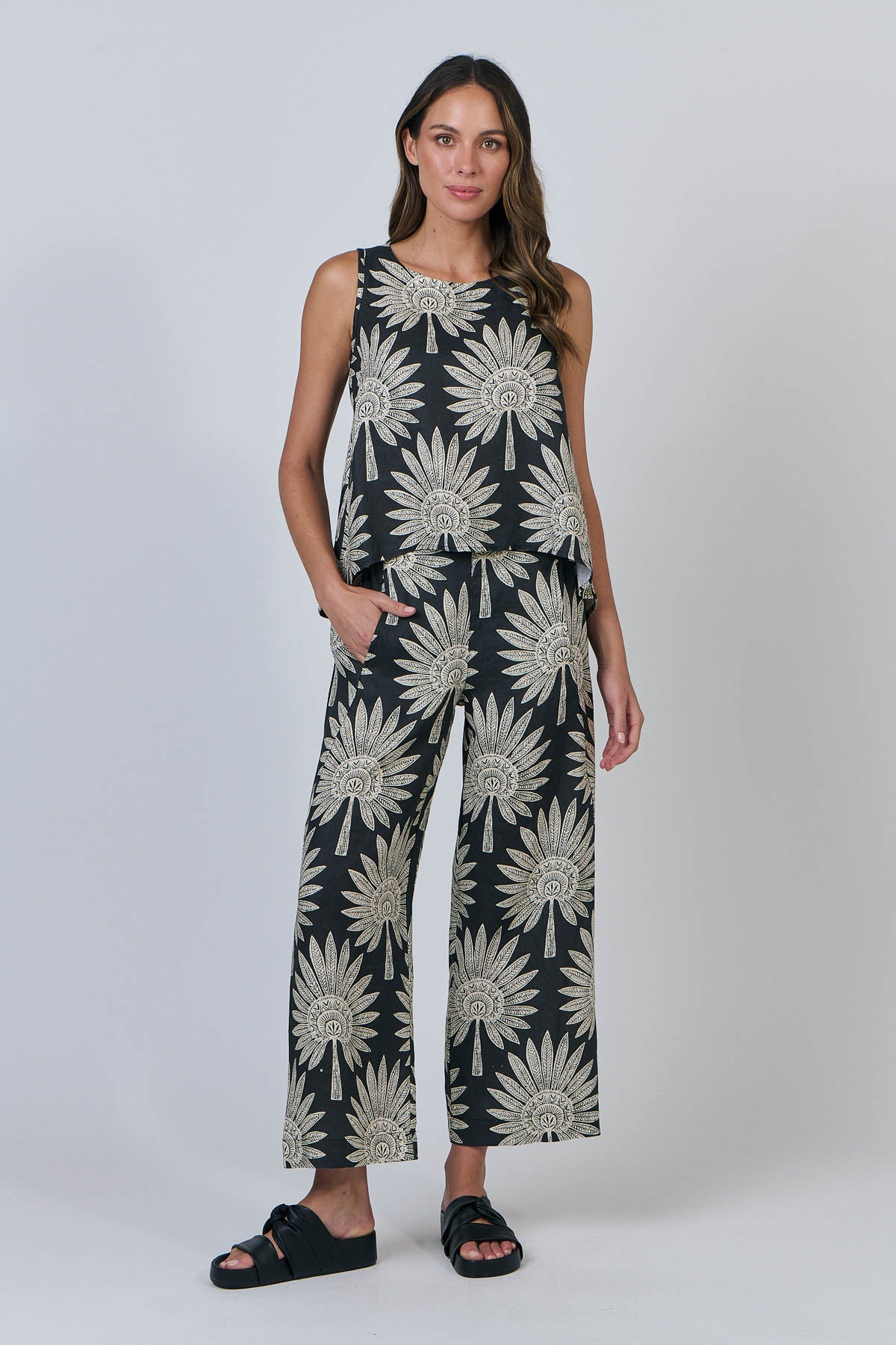 Tie Back Sleeveless Top - Date Palm