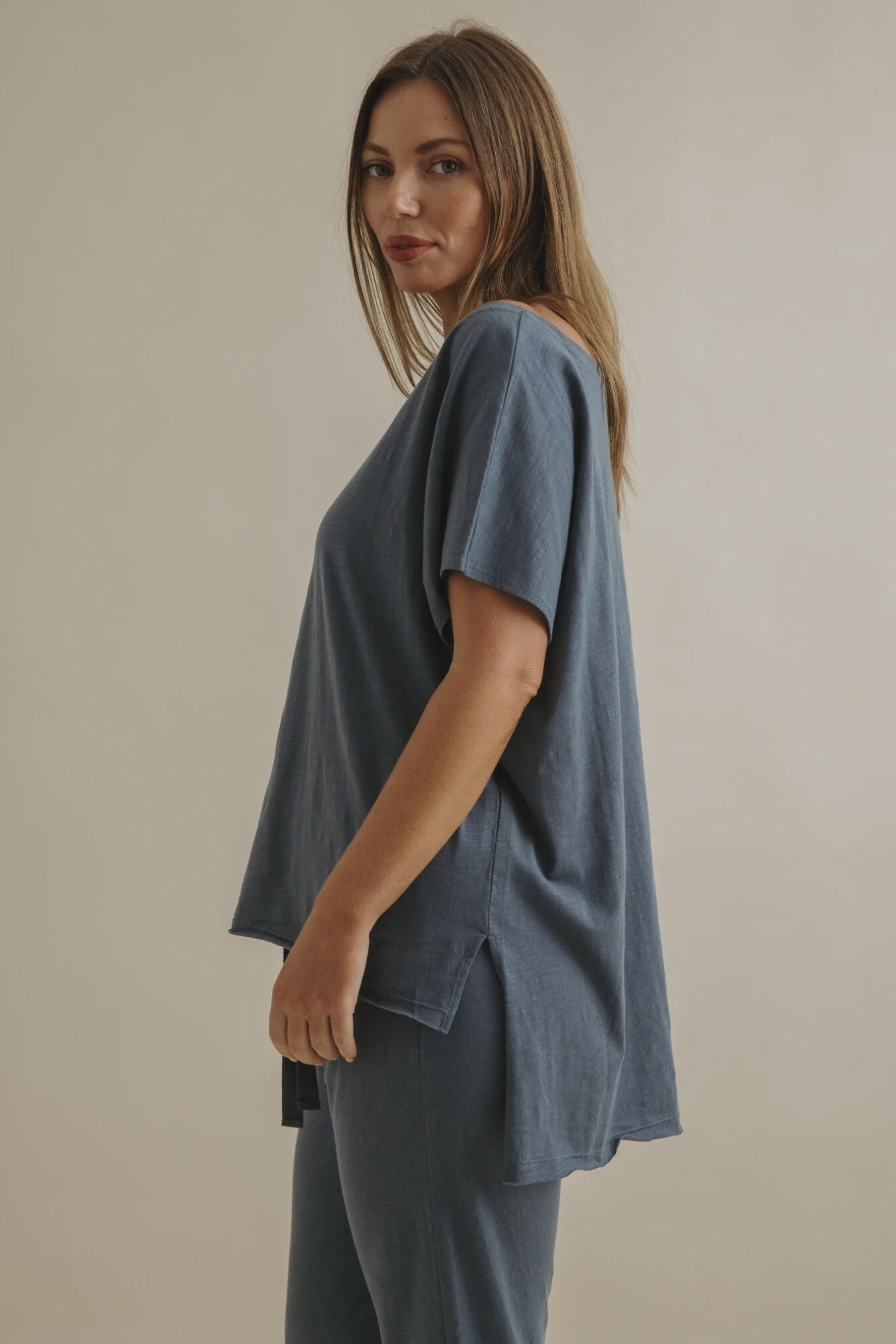 Shoreline Fine Slub Cotton Tee - Pool