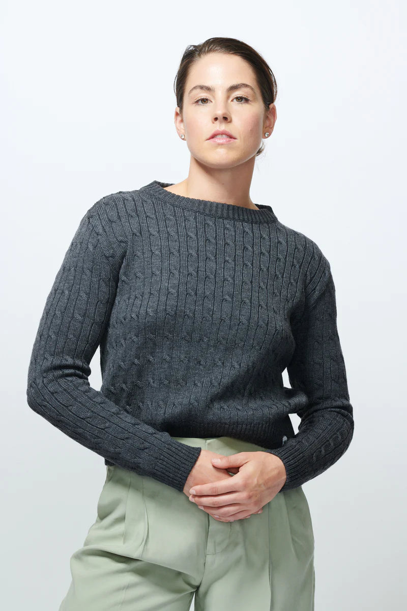 Maria Cableknit Sweater - Charcoal