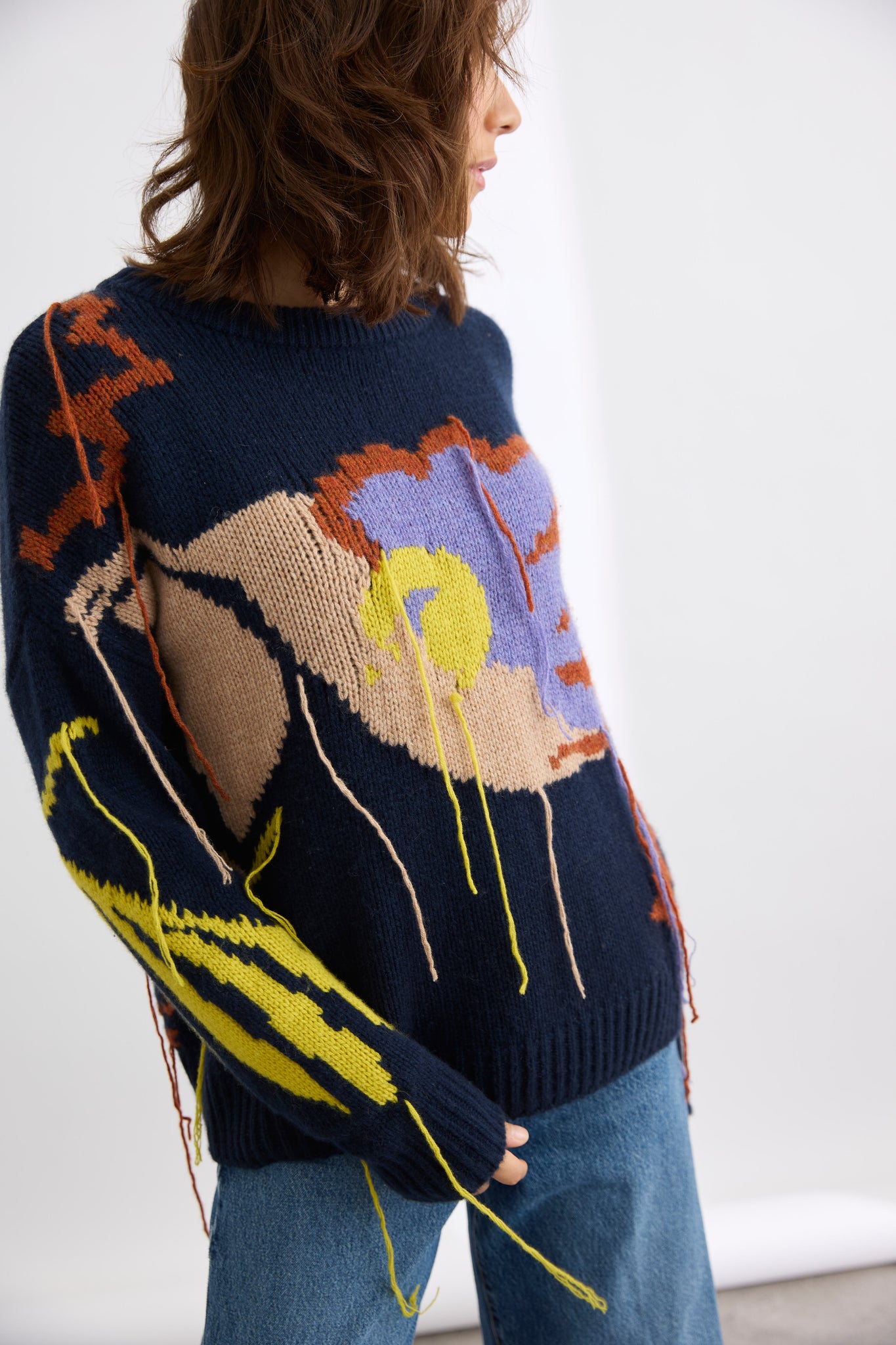 Sabine Jacquard Crew Sweater