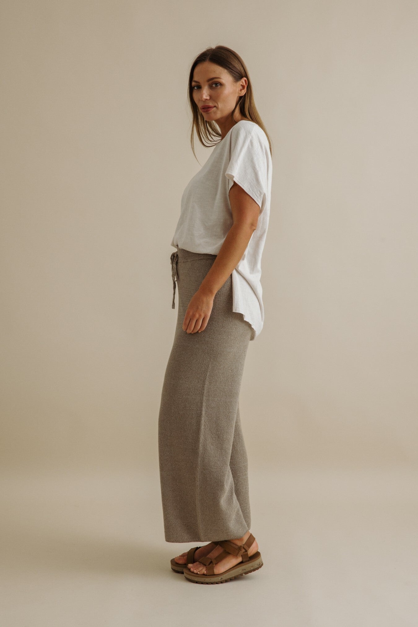 Retreat Cotton Twist Full Length Pant - Khaki/Silver