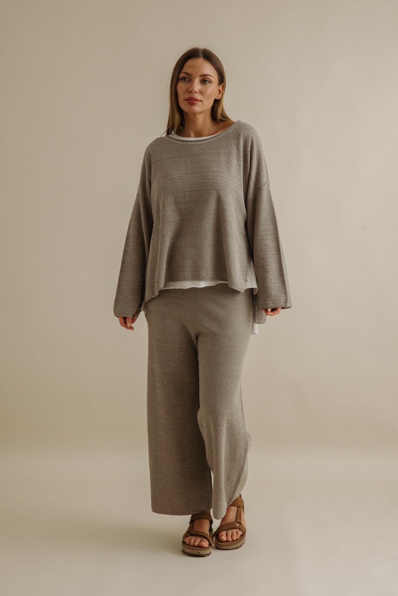 Retreat Cotton Twist Pullover - Khaki/Silver