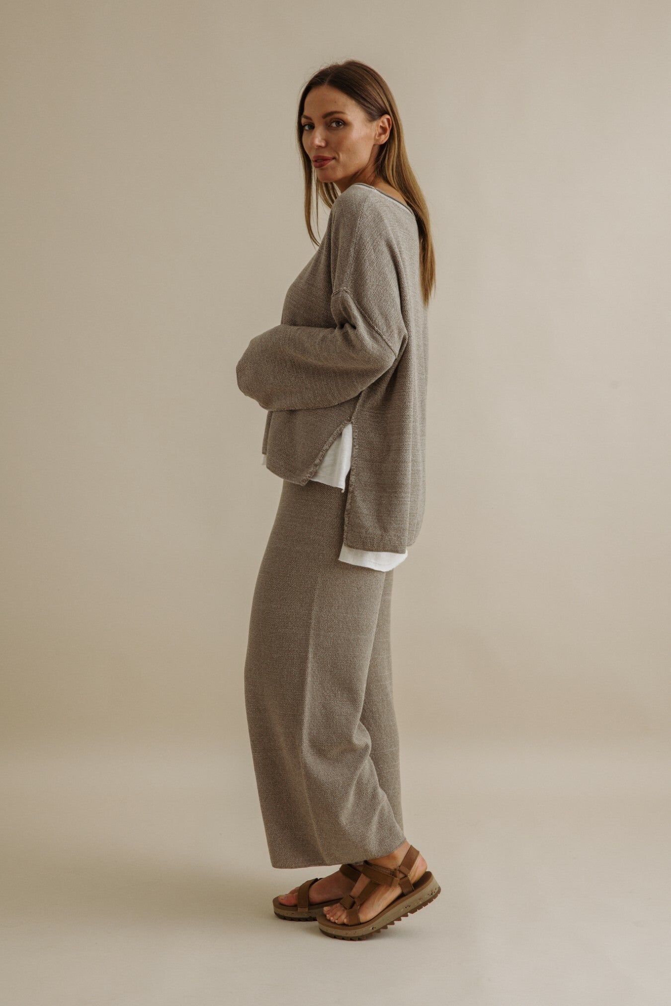 Retreat Cotton Twist Full Length Pant - Khaki/Silver