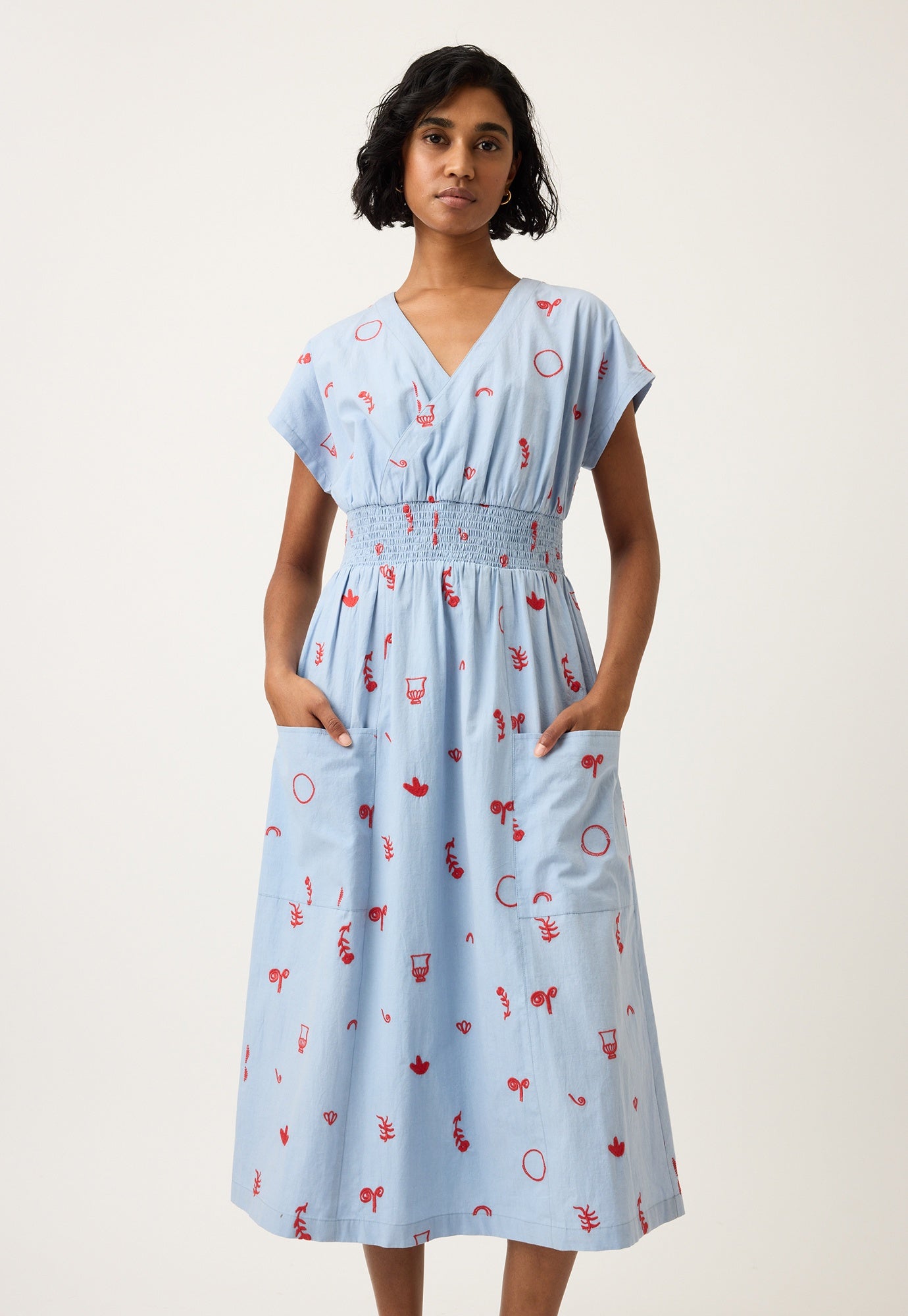 Hana Wrap Dress - Motif Embroidery