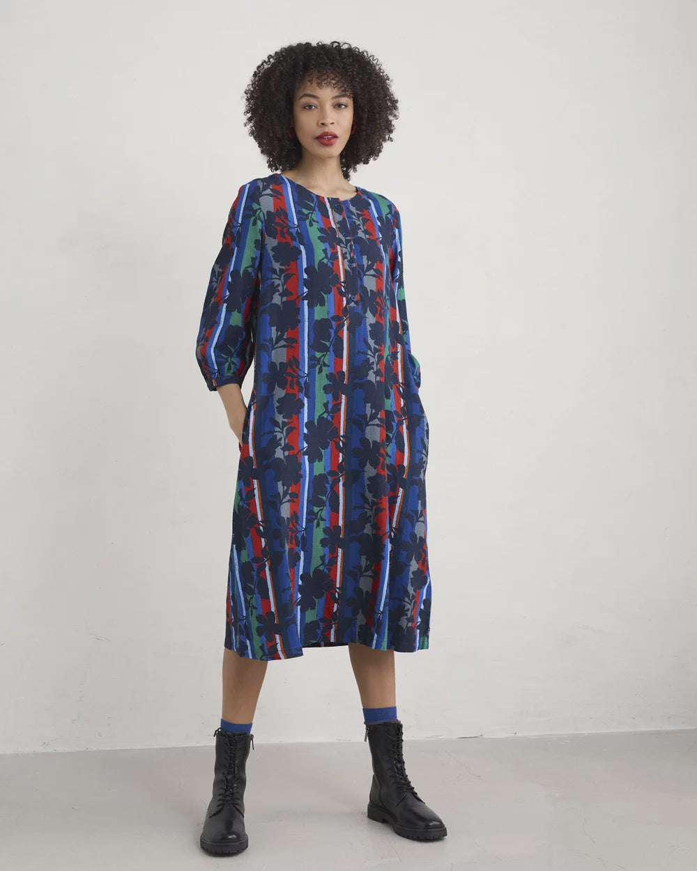 Sea Call Dress - Camellia Stripe Ink