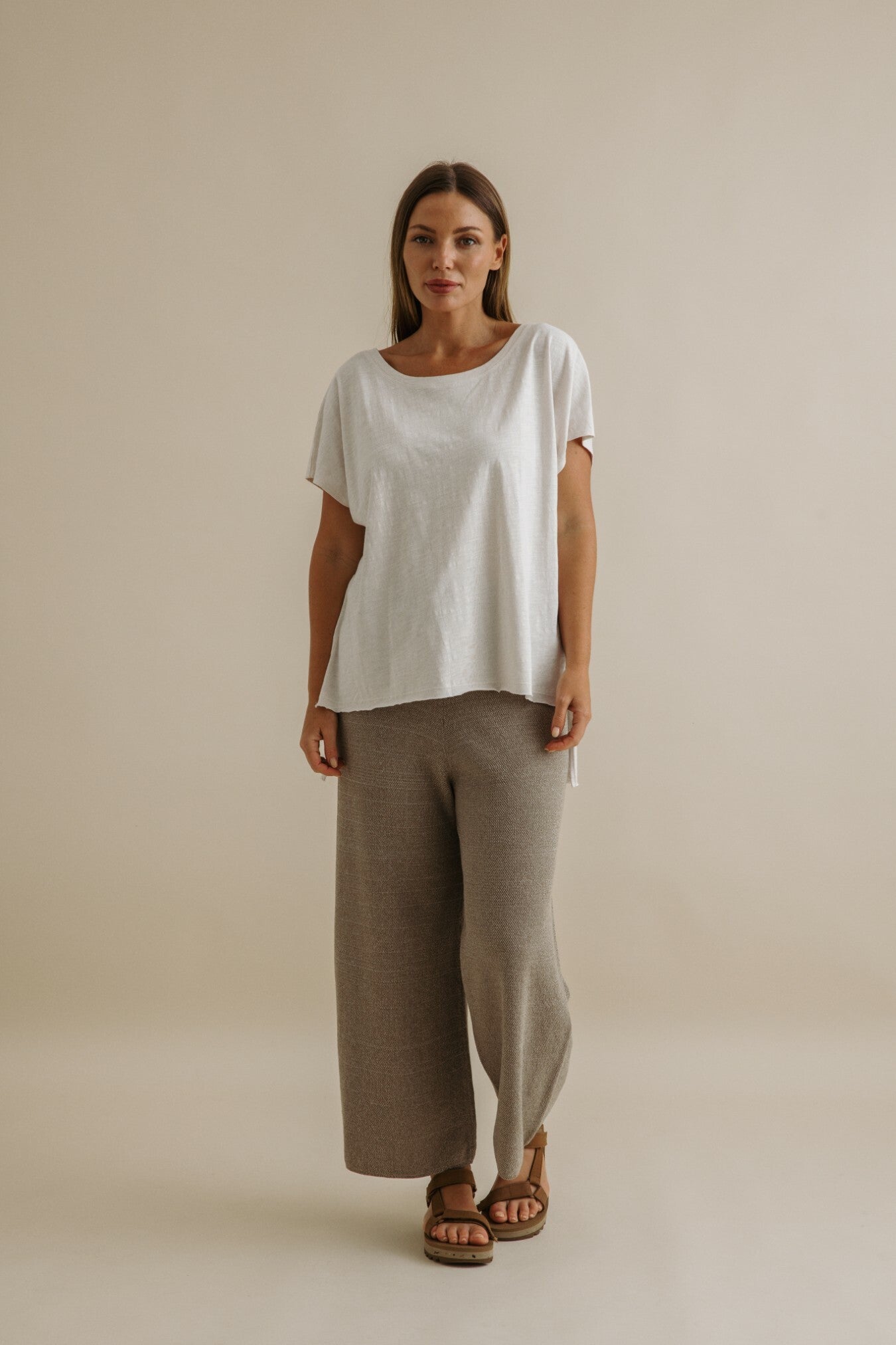 Shoreline Fine Slub Cotton Tee - Pearl