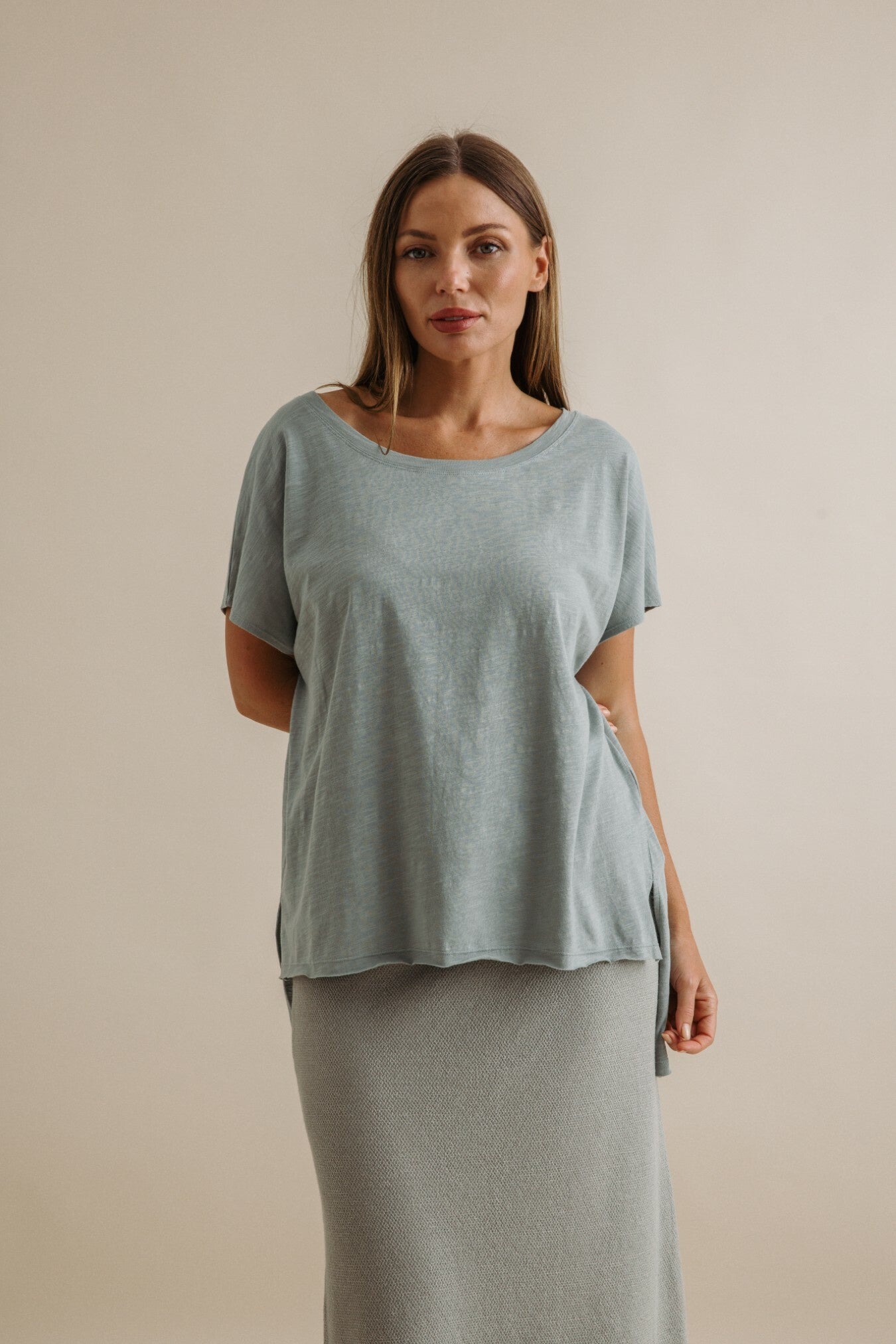 Shoreline Fine Slub Cotton Tee - Thyme