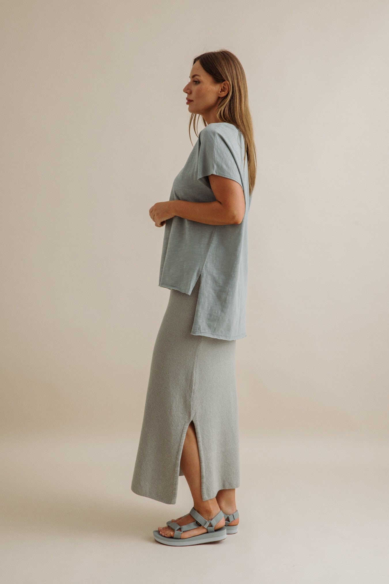 Shoreline Fine Slub Cotton Tee - Thyme