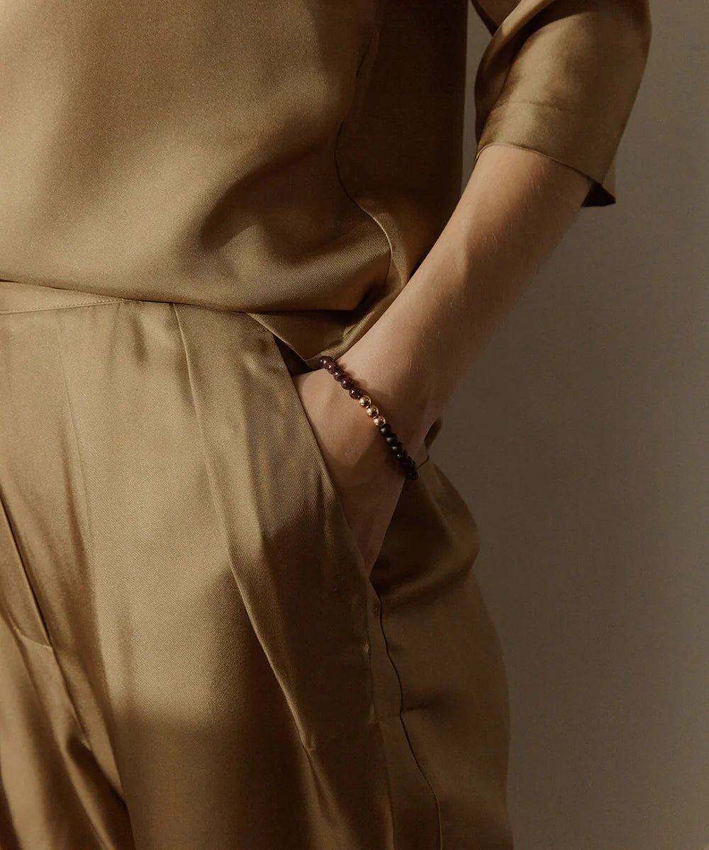 Rex Bracelet w Garnet & Onyx