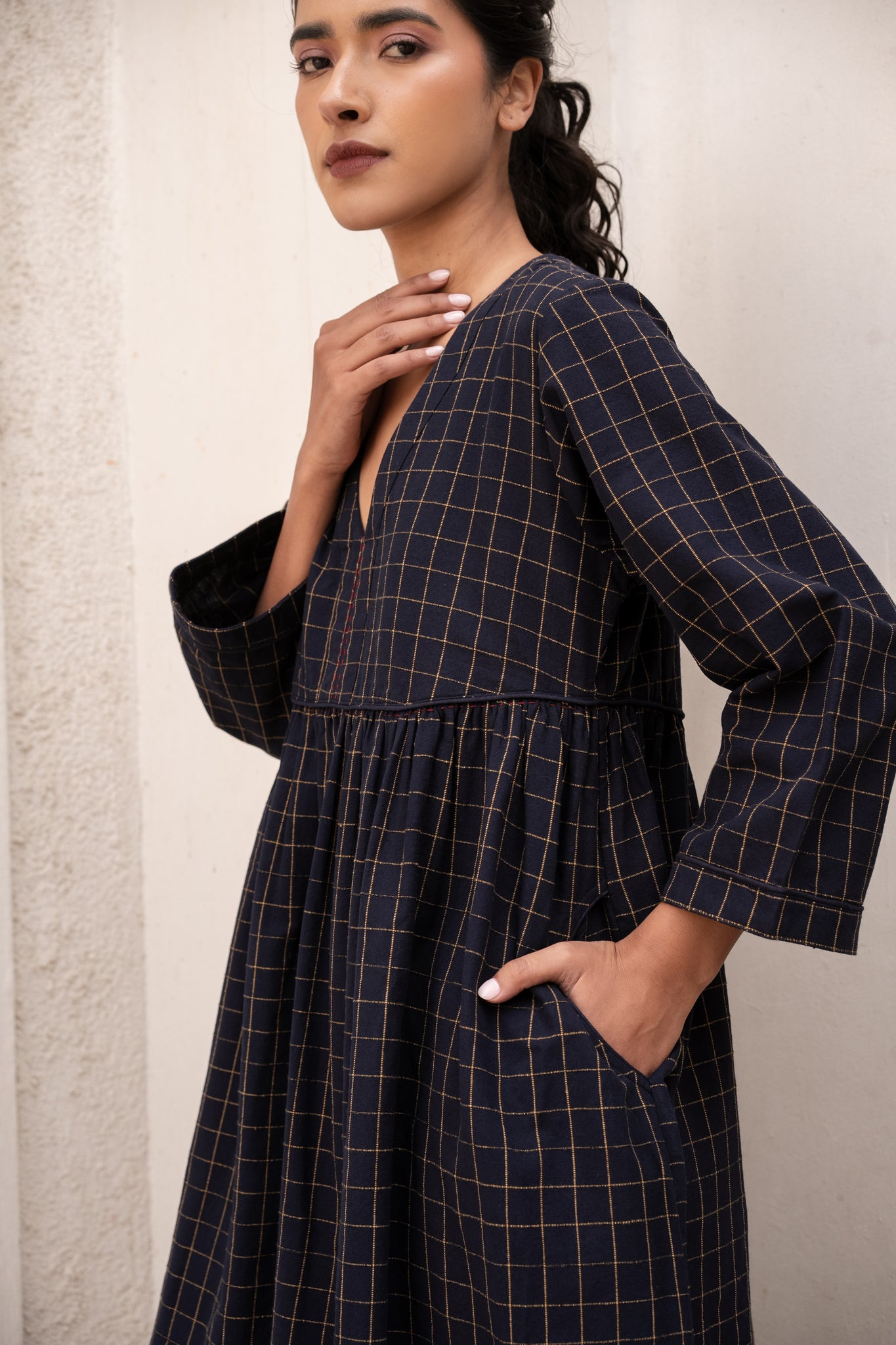 Sophia Dress - Navy Check