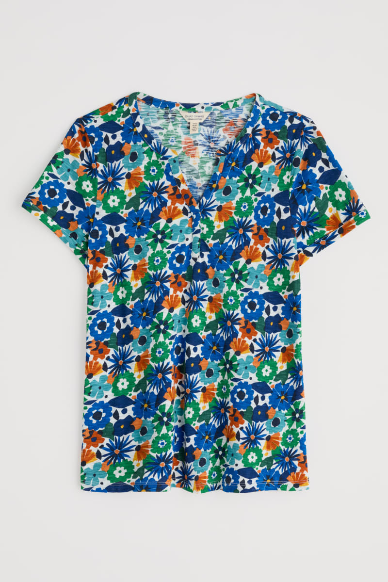 Waterflow Top - Screen Print Floral Chalk