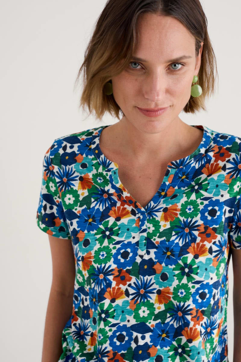 Waterflow Top - Screen Print Floral Chalk