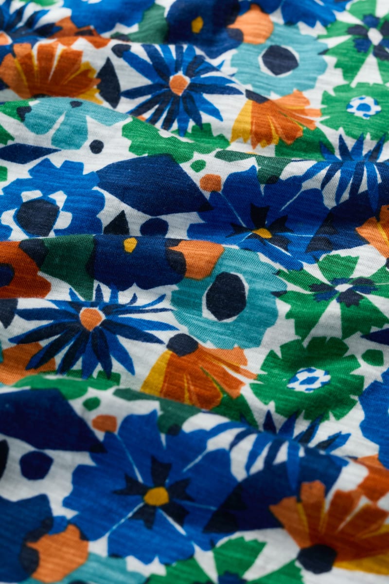 Waterflow Top - Screen Print Floral Chalk