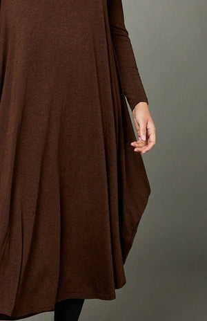 Long Sleeve Tri Dress - Chocolate Marle
