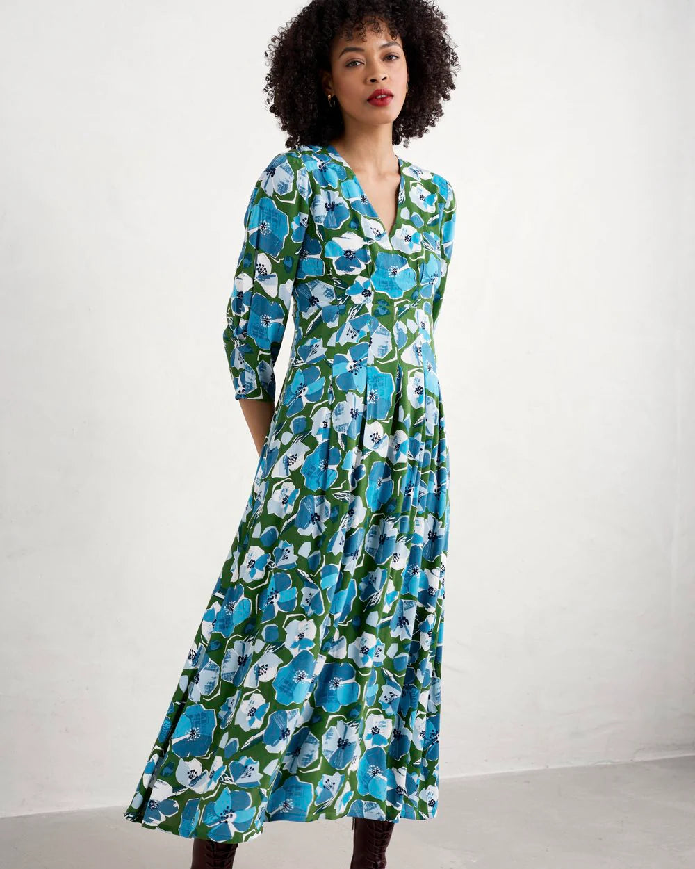 Etta Dress - Paper Hellebores Forest Green