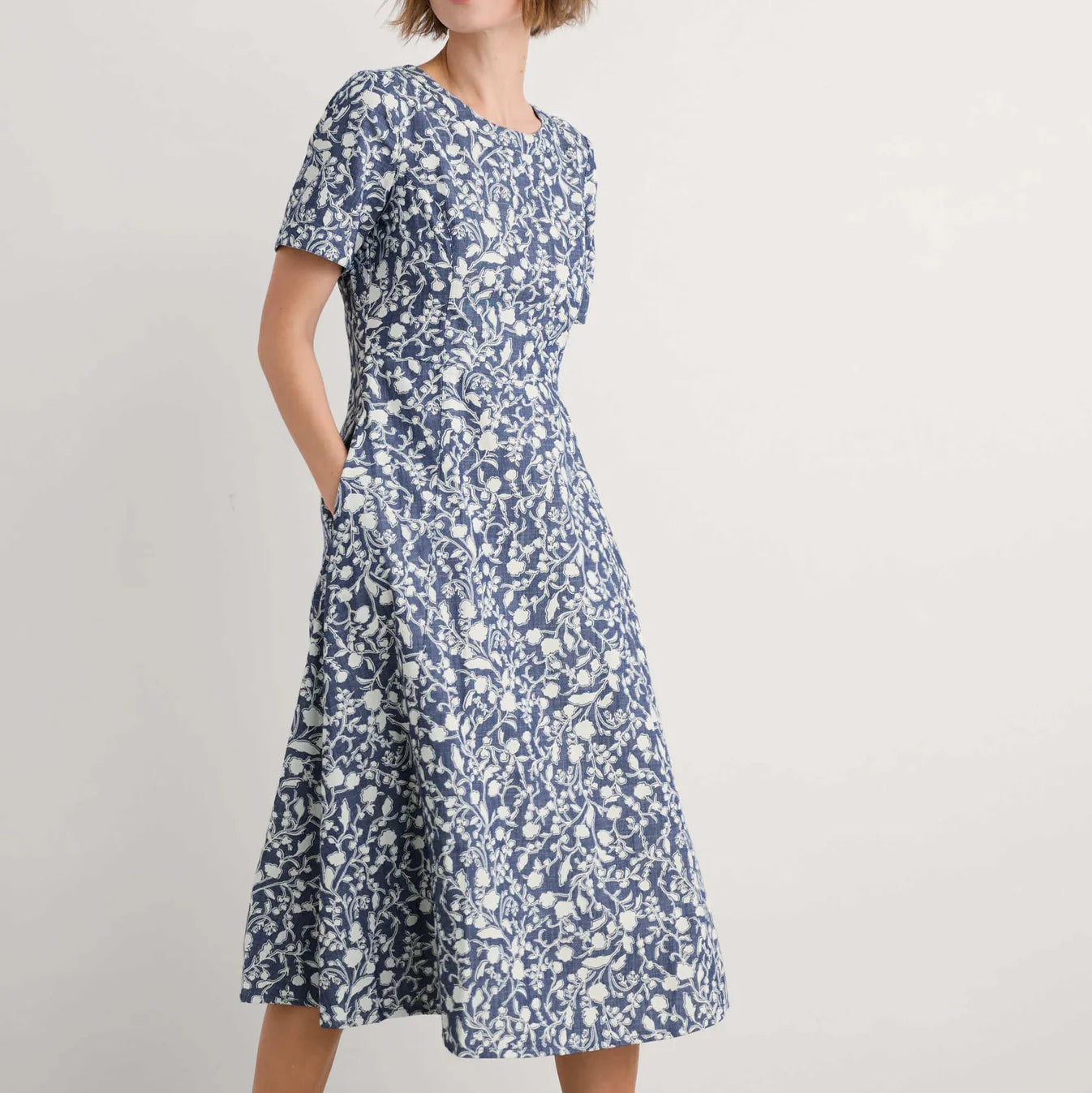 Fox Path Dress - Shadow Blossom Indigo