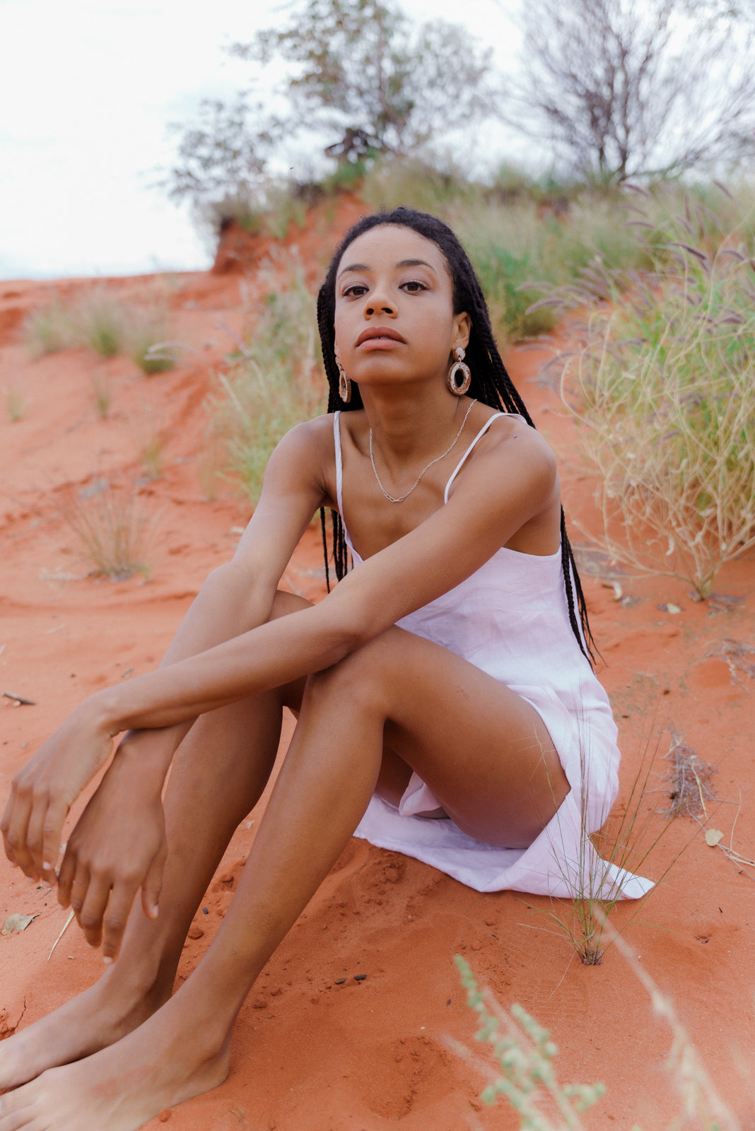 Earthy Red Hoop Studs