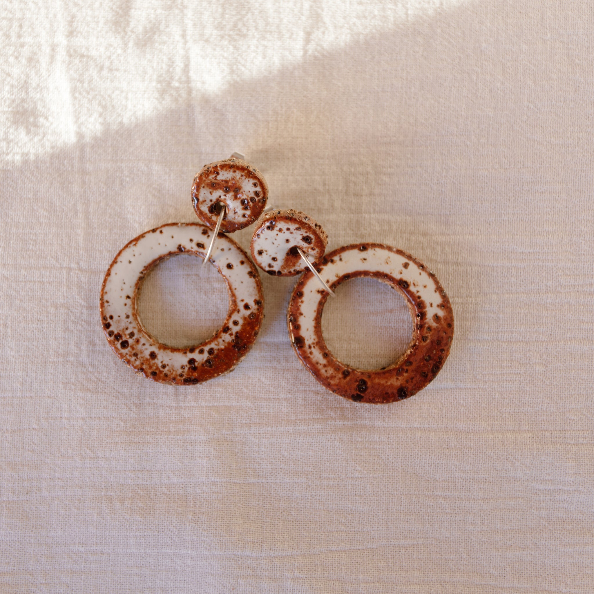 Earthy Red Hoop Studs