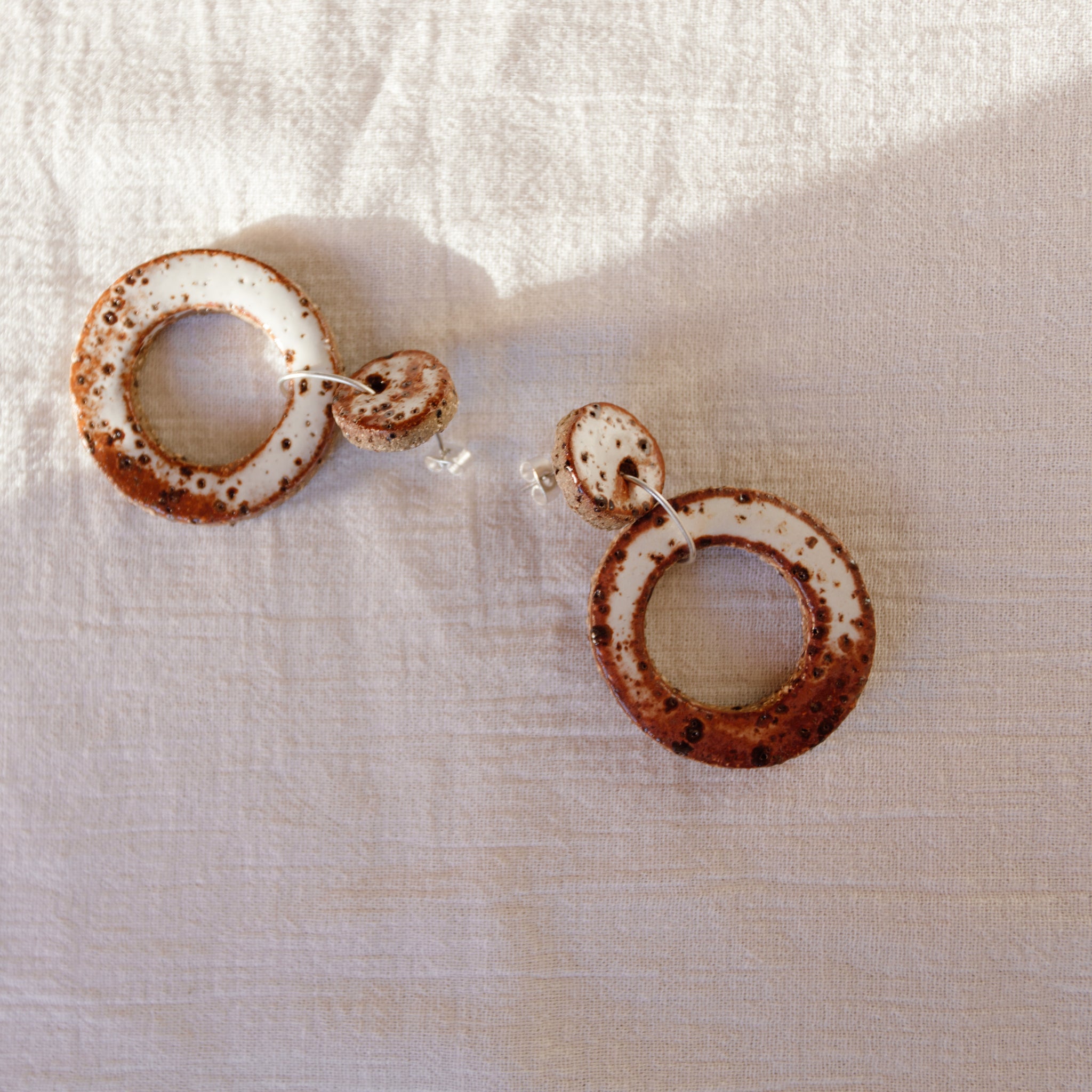 Earthy Red Hoop Studs